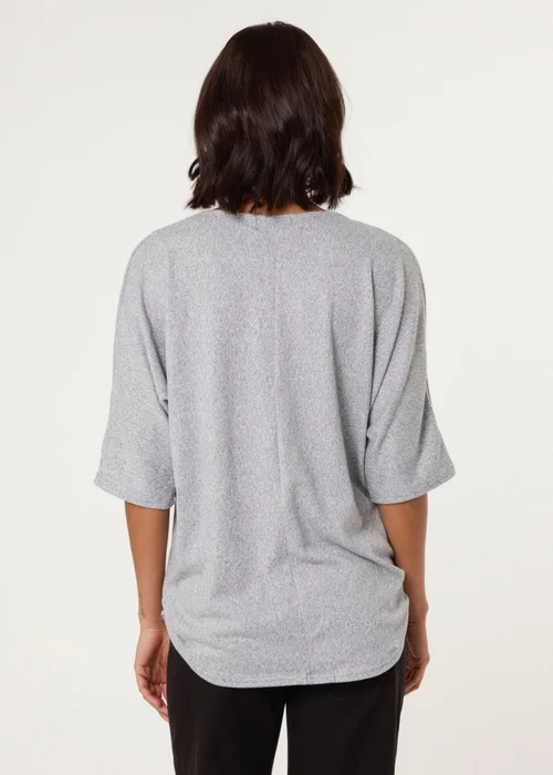 Blue Vanilla Grey Plain Half Zip Top - S/M Image 4