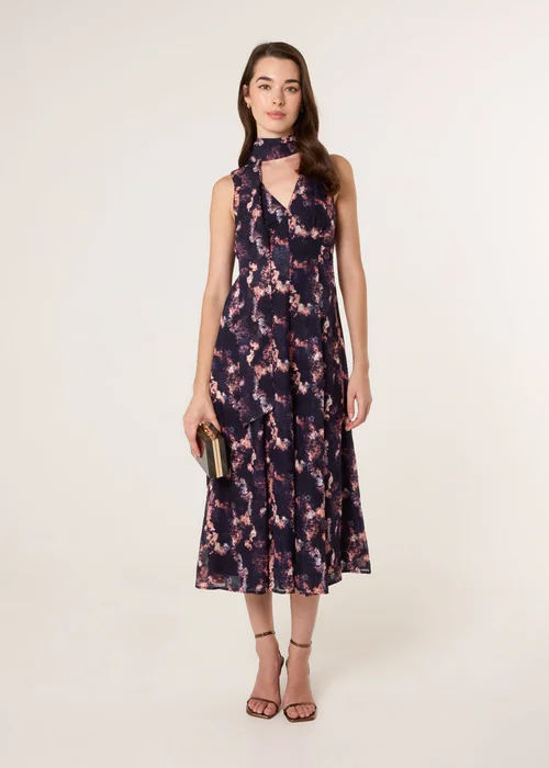 Blue Vanilla Navy Luxe Tie V Neck Sleeveless Dress - 20 Image 5