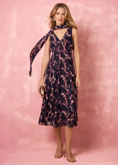 Blue Vanilla Navy Luxe Tie V Neck Sleeveless Dress - 20 Image 1