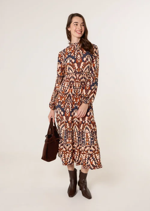 Blue Vanilla Multi Frilled Shirred High Neck Shirred Waist Dress - S/M Image 3