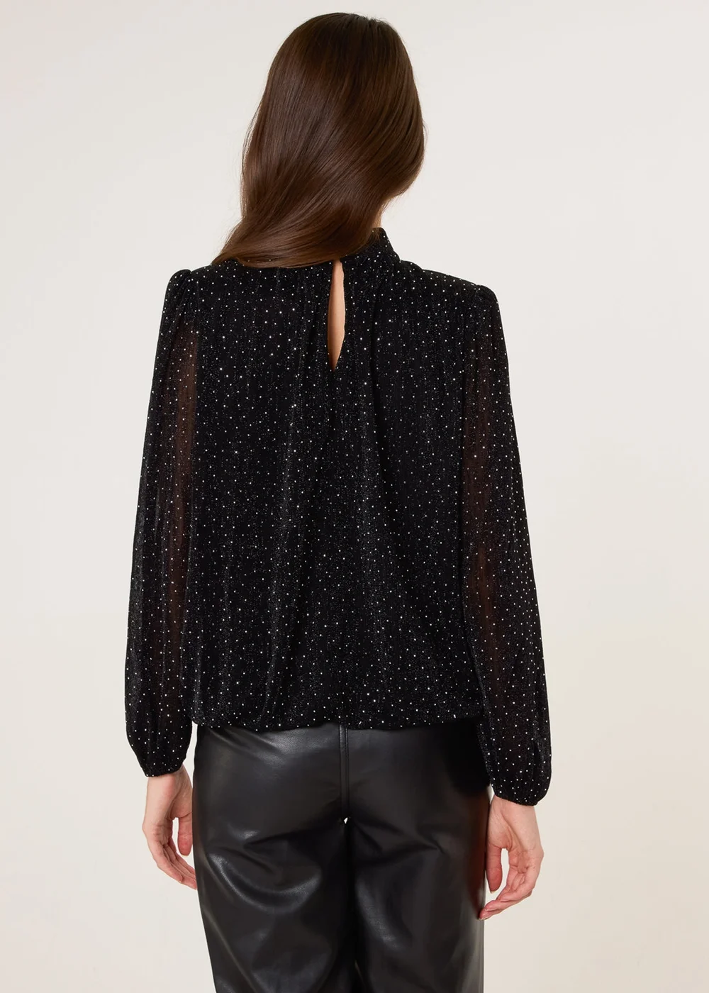 Blue Vanilla Black Rhinestone Shoulder Pad Puffball Blouse - S Image 4