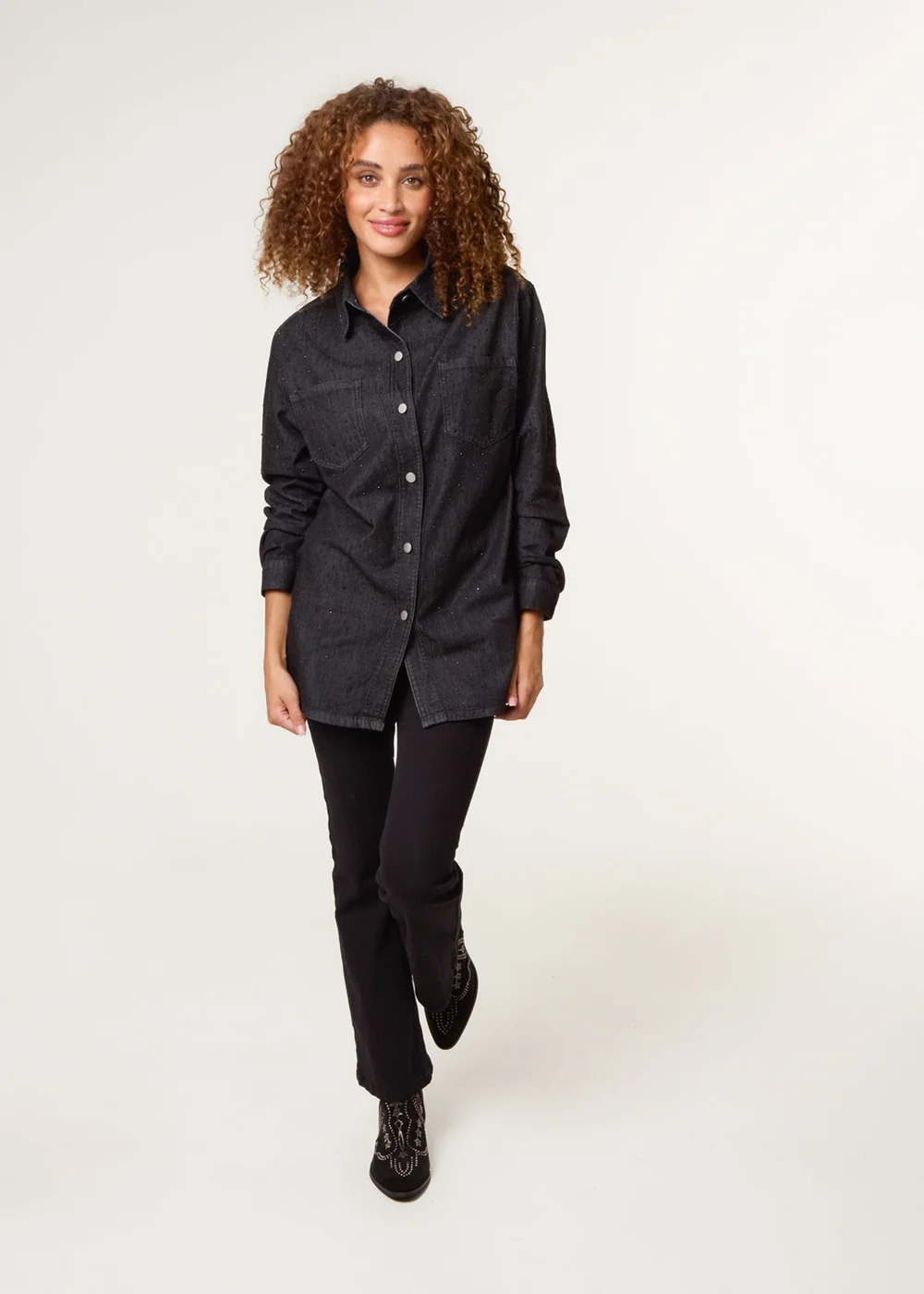 Blue Vanilla Black Long Sleeved Denim Shirt - M Image 2