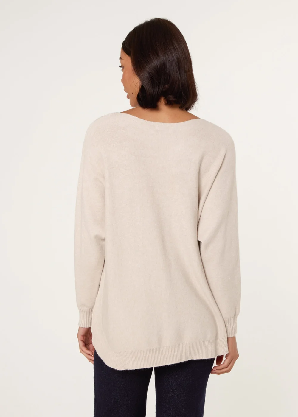 Blue Vanilla Beige Pocket Slash Scoop Neck Jumper - One Size Image 5