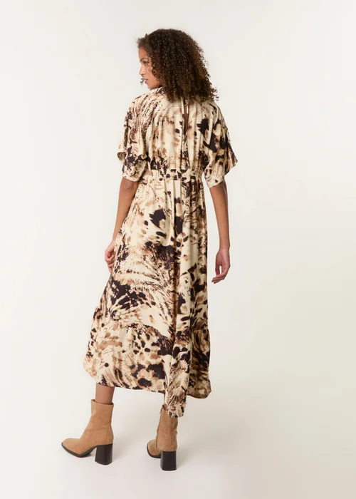 Blue Vanilla Brown Abstract Animal Print Dress - S/M Image 4