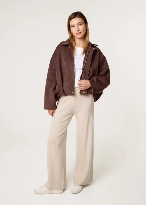 Blue Vanilla Beige Knitted Wide Leg Trousers - S/M Image 2