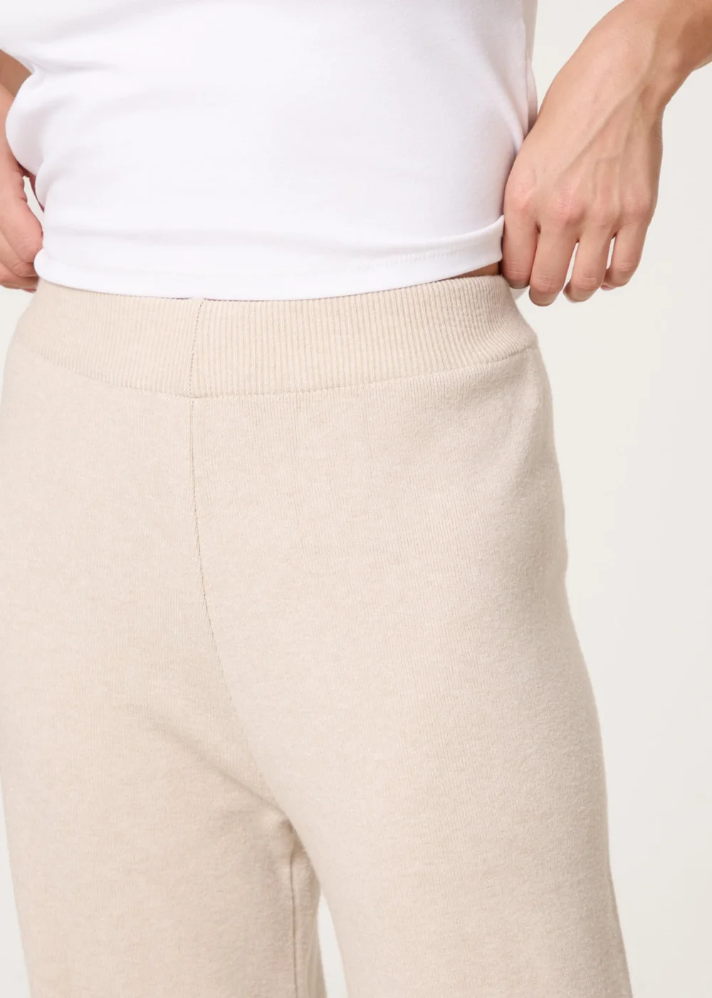 Blue Vanilla Beige Knitted Wide Leg Trousers - S/M Image 3