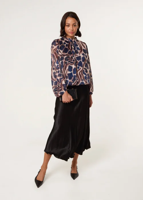 Blue Vanilla Navy Metallic Stripe Puffball Blouse - S/M Image 2