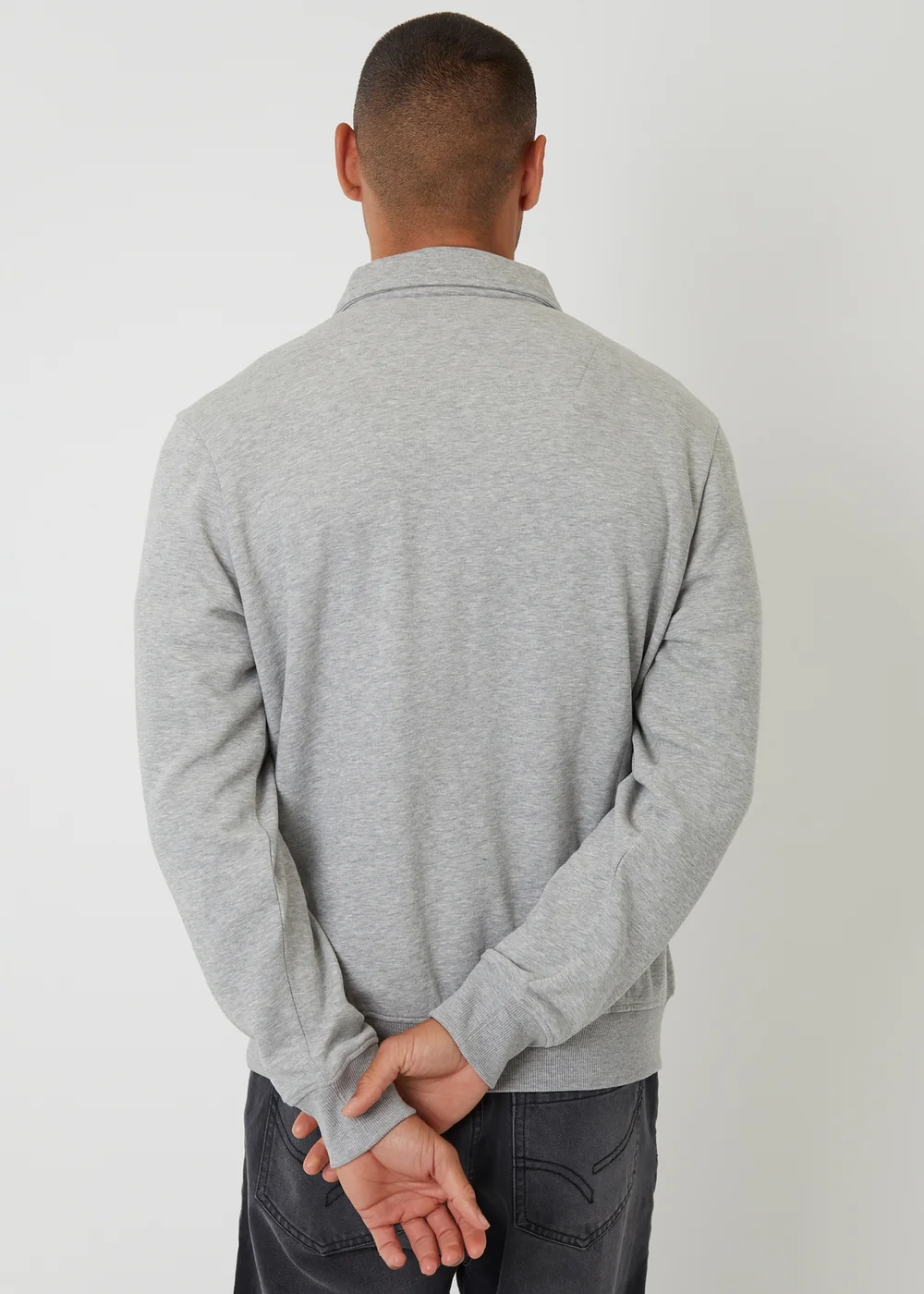 Threadbare Grey Quarter Zip Collared Sweatshirt - XL Image 2