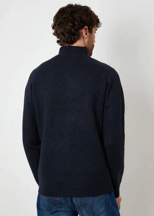 Threadbare Navy Raglan Rib Quarter Zip Knitted Jumper - XL Image 2