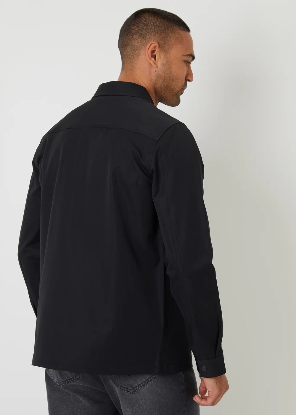 Threadbare Black Cargo Pocket Twill Shacket - S Image 2