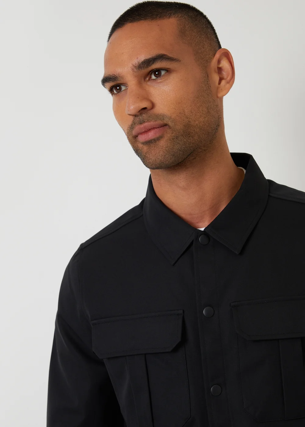 Threadbare Black Cargo Pocket Twill Shacket - S Image 4
