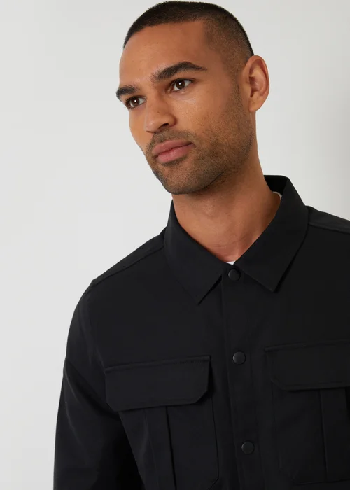 Threadbare Black Cargo Pocket Twill Shacket - S Image 4