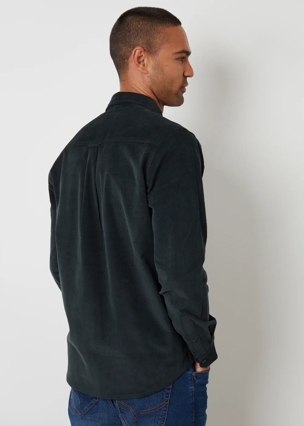 Threadbare Dark Blue Corduroy Shirt - L Image 2