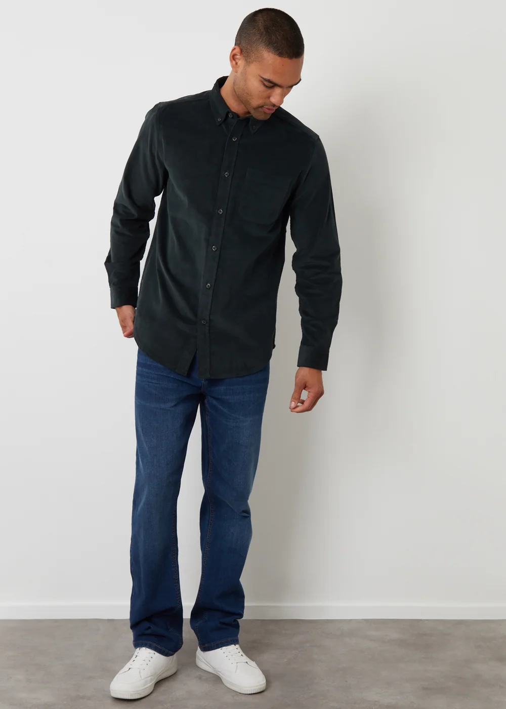 Threadbare Dark Blue Corduroy Shirt - L Image 3