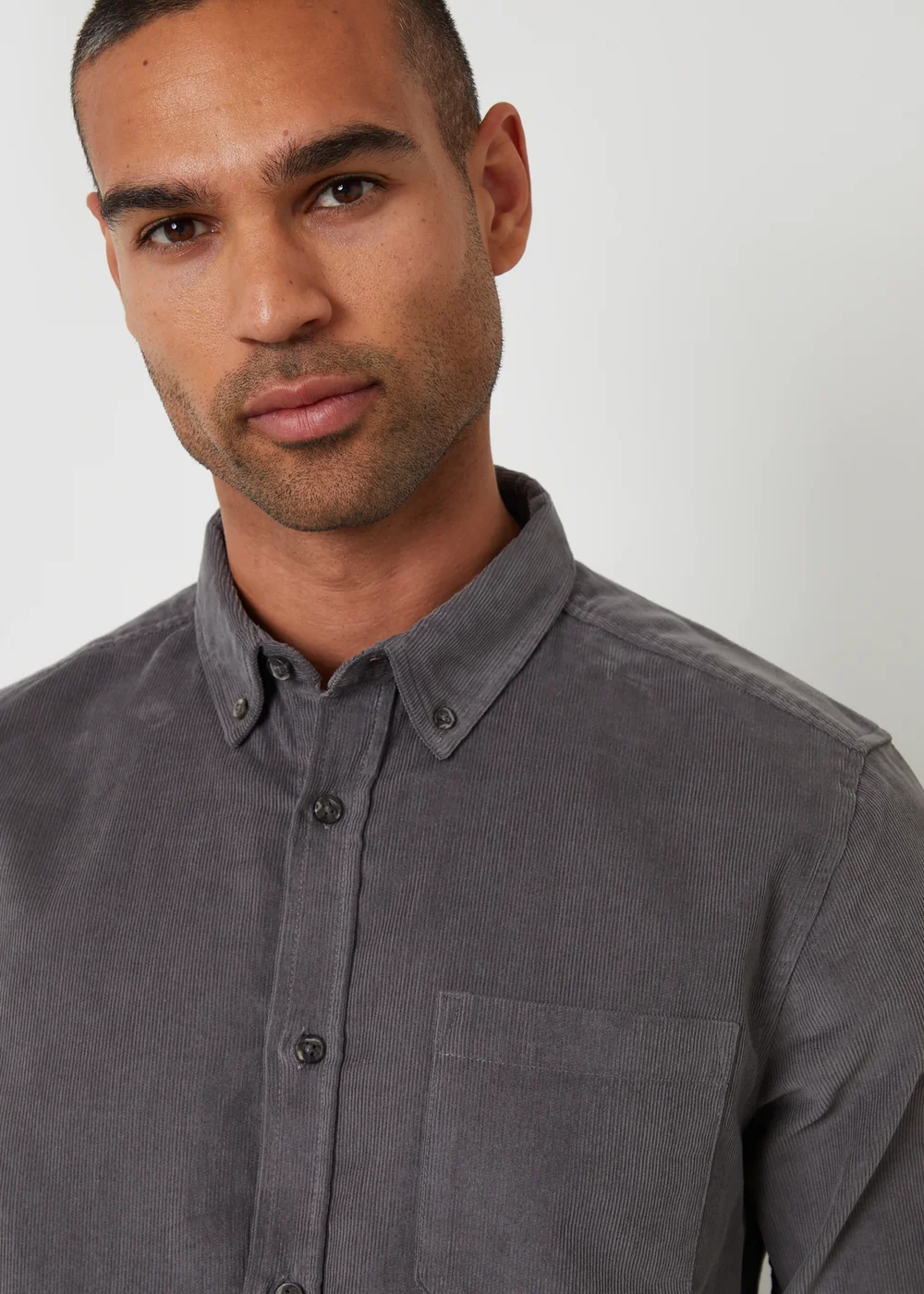 Threadbare Dark Grey Corduroy Shirt - 2XL Image 4