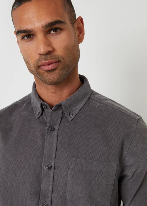 Threadbare Dark Grey Corduroy Shirt - 2XL Image 4