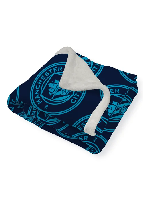 Manchester City FC Blue Sherpa Back Throw - One Size Image 4