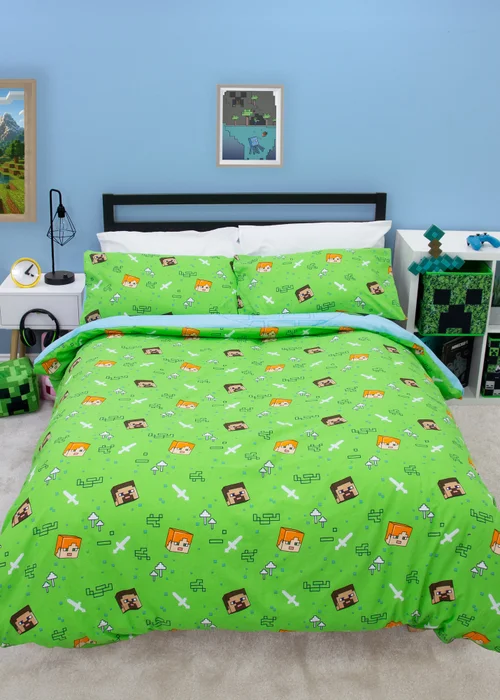 Minecraft Levels Green Panel Duvet Cover - Single Image 2