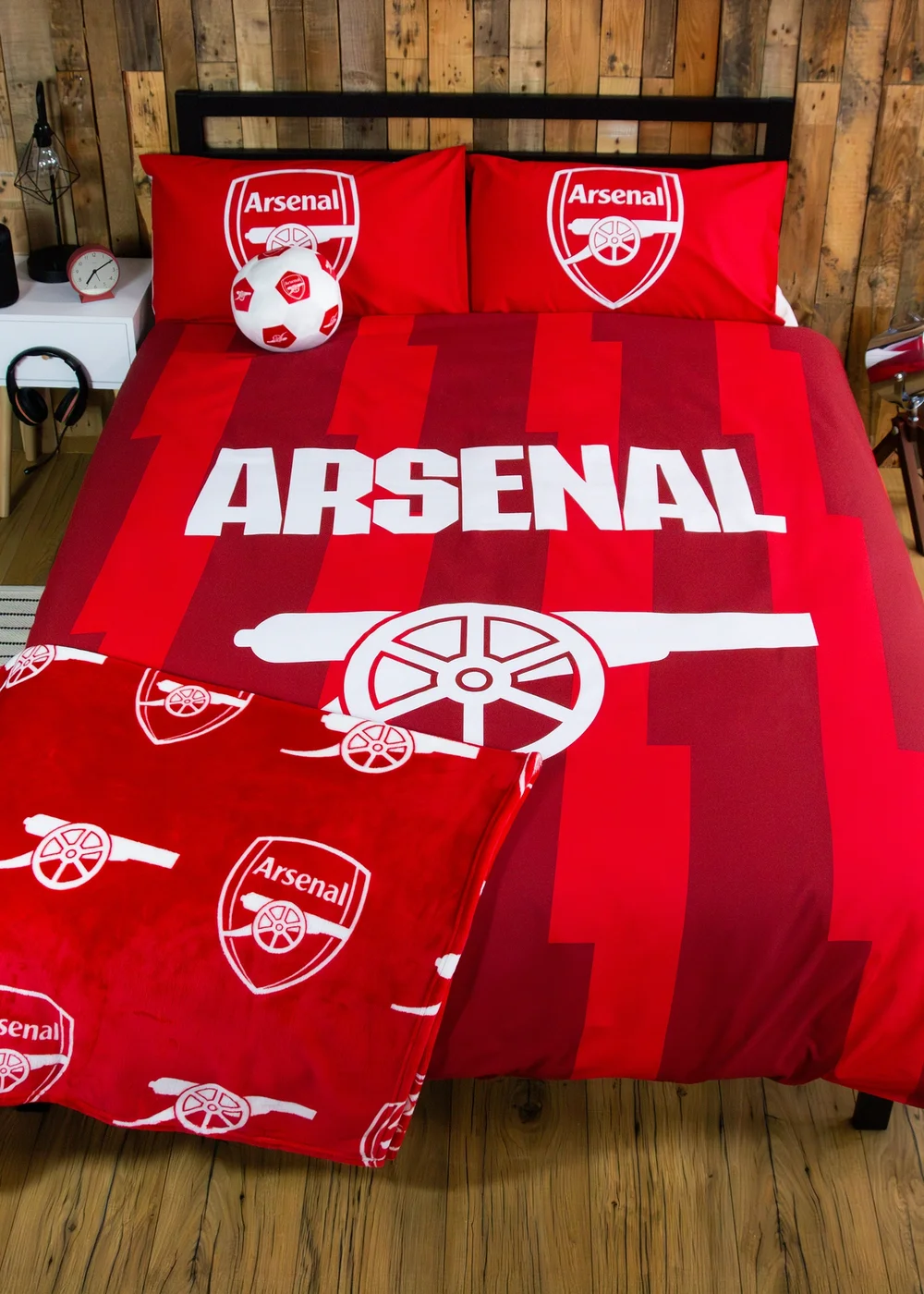 Arsenal Lightning Red Panel Duvet Cover - Double Image 1