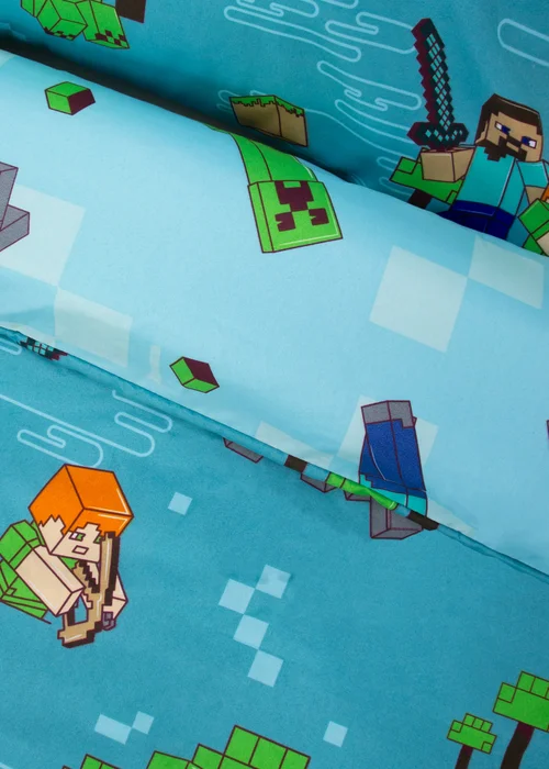 Minecraft Level Up Blue Duvet Cover - Single Image 5