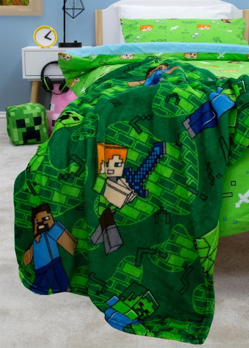 Minecraft Green Levels Fleece Blanket - 100 x 150 Image 1