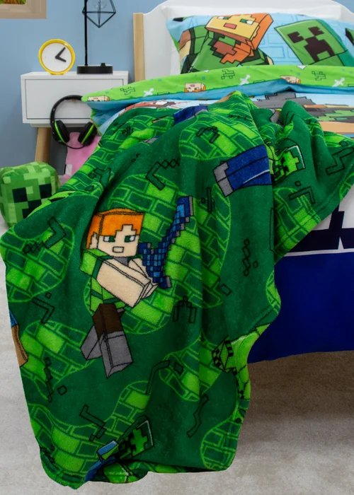 Minecraft Green Levels Fleece Blanket - 100 x 150 Image 2