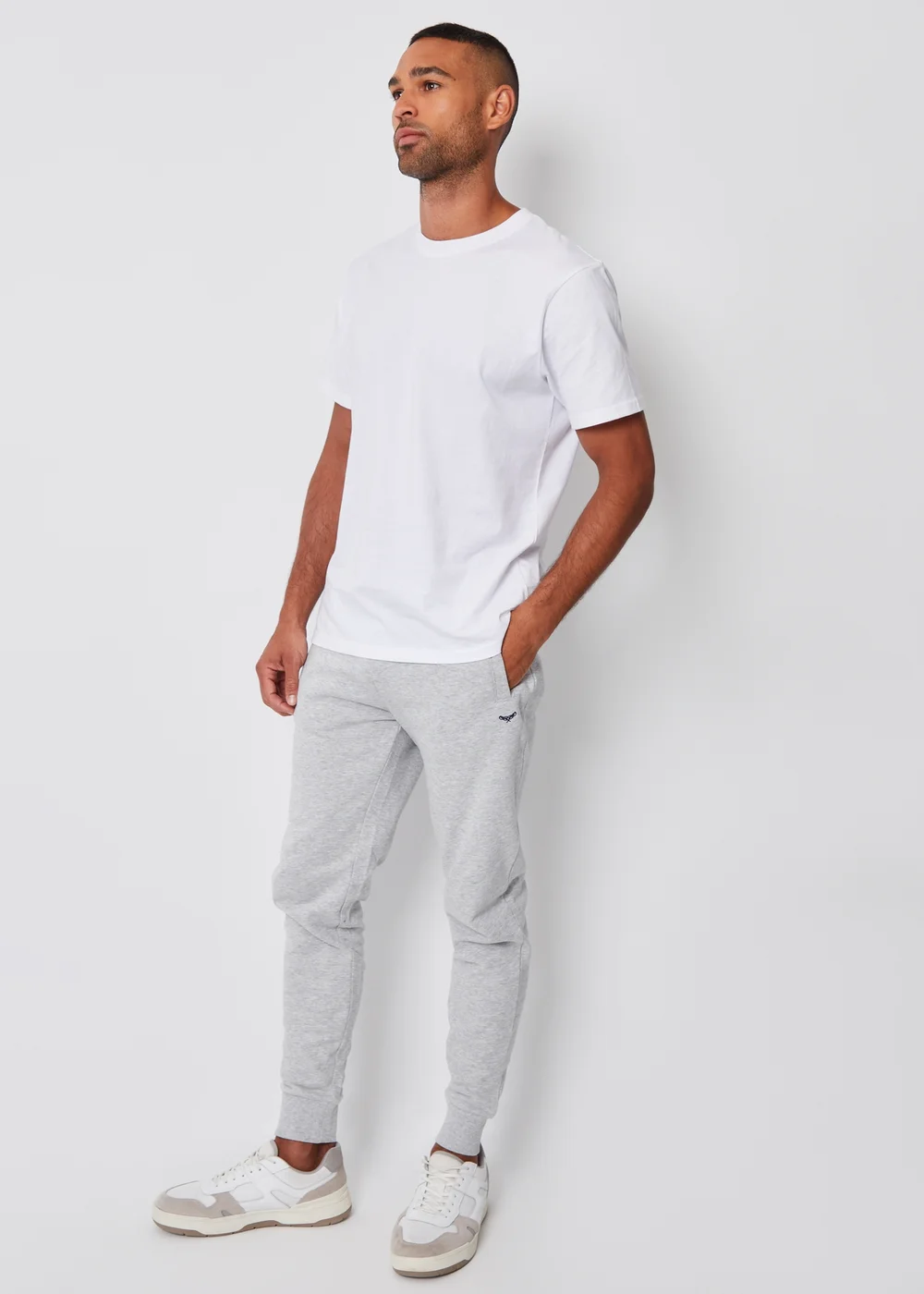 Threadbare Light Grey Cotton Blend Trifoliate Joggers - S Image 4