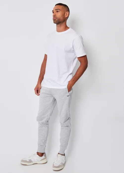 Threadbare Light Grey Cotton Blend Trifoliate Joggers - S Image 4