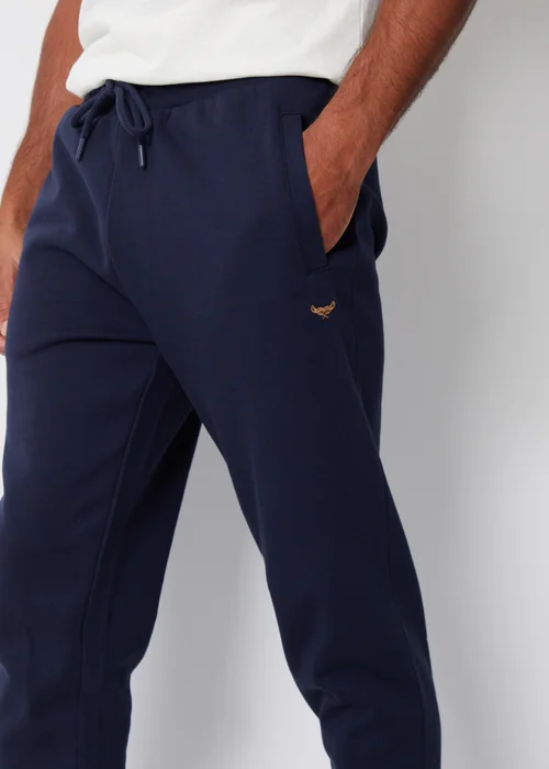 Threadbare Navy Cotton Blend Trifoliate Joggers - M Image 3