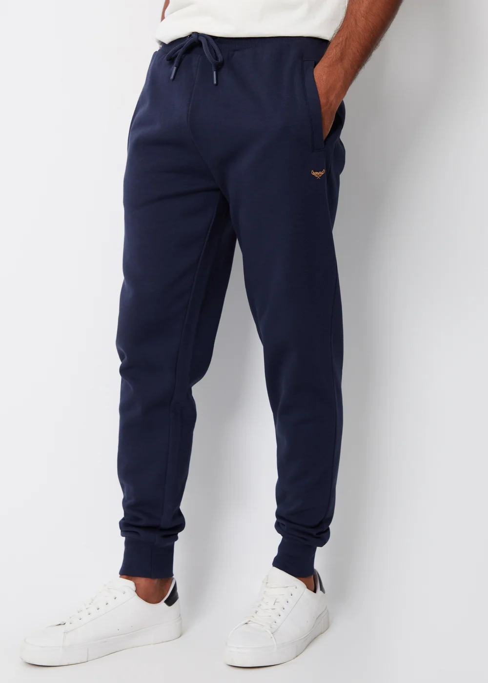 Threadbare Navy Cotton Blend Trifoliate Joggers - M Image 1
