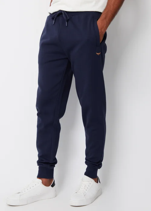 Threadbare Navy Cotton Blend Trifoliate Joggers - M Image 1