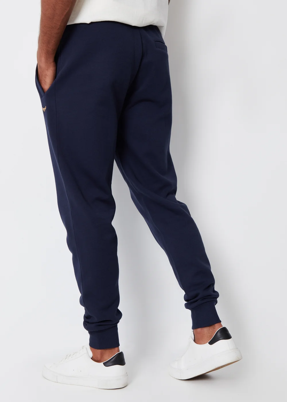 Threadbare Navy Cotton Blend Trifoliate Joggers - M Image 2