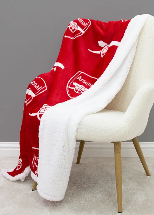 Arsenal Stamp Red Sherpa Fleece Blanket - 120 X 150 Image 1