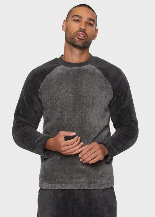 Threadbare Charcoal Borg Loungewear Set - Small Image 3