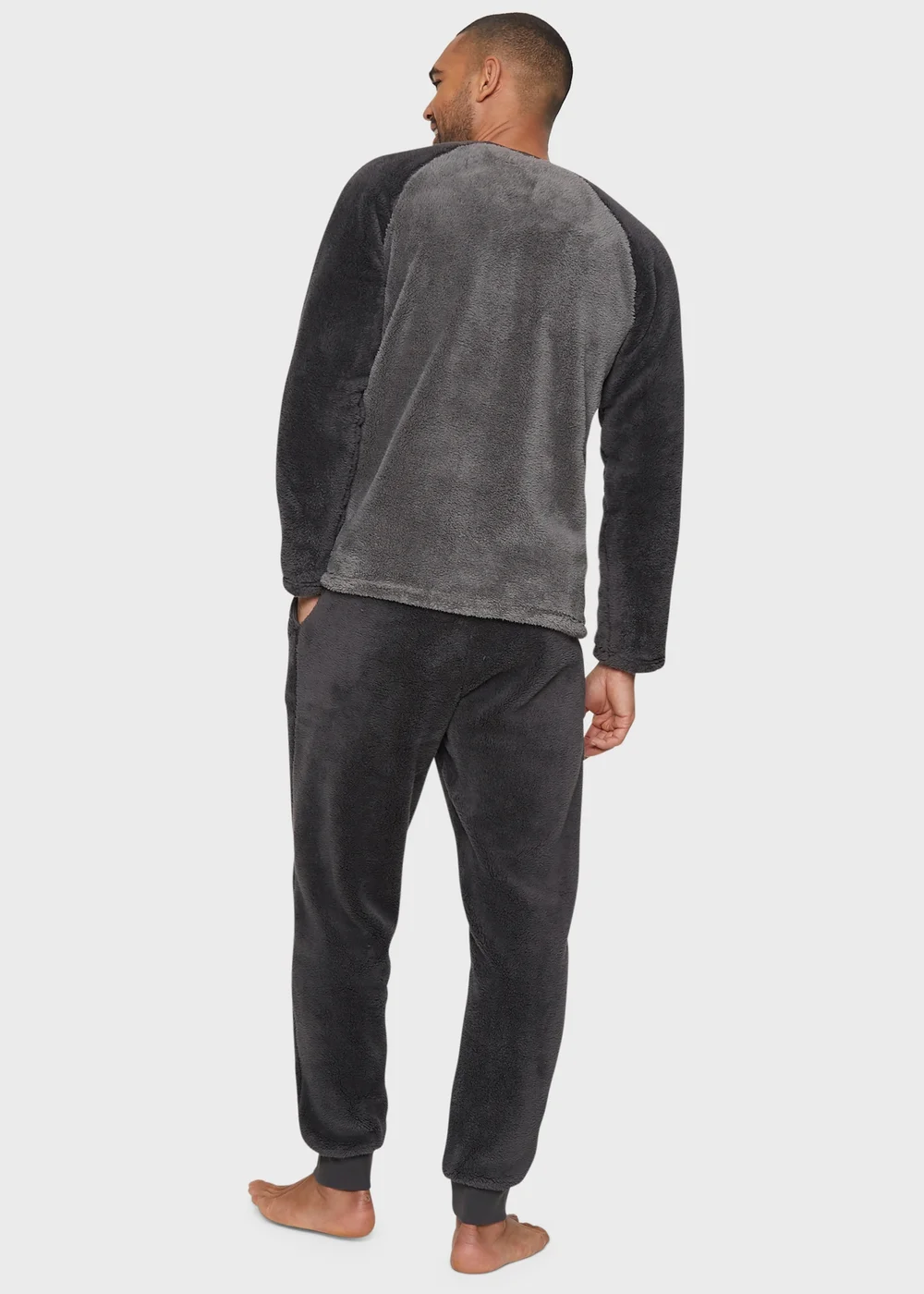 Threadbare Charcoal Borg Loungewear Set - Small Image 2