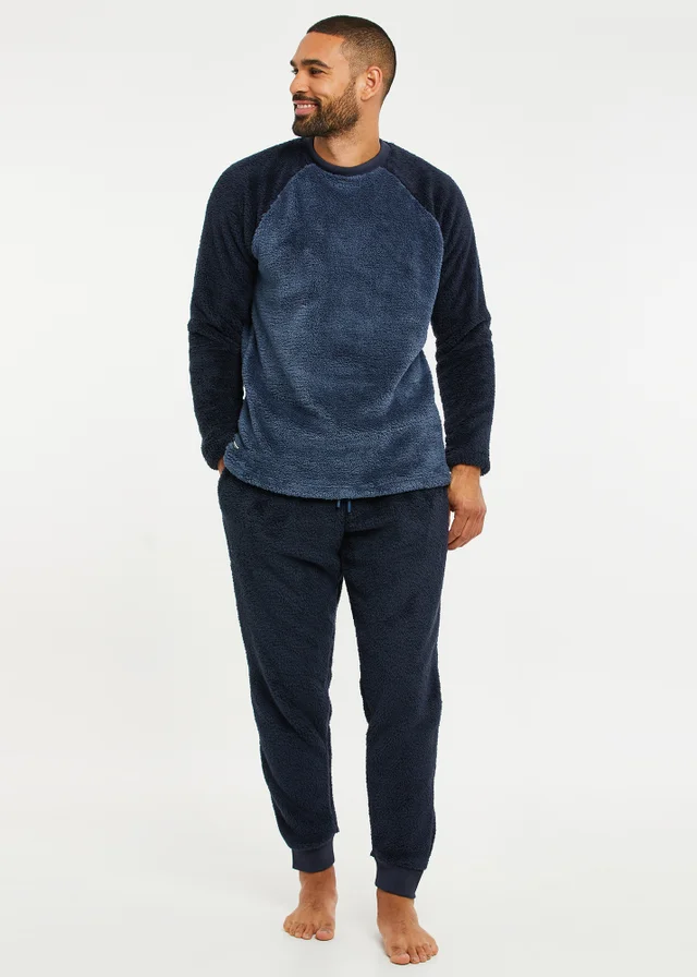 Threadbare Navy Borg Loungewear Set
