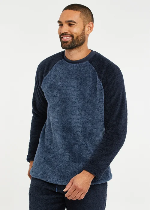 Threadbare Navy Borg Loungewear Set - Extra Large Image 3