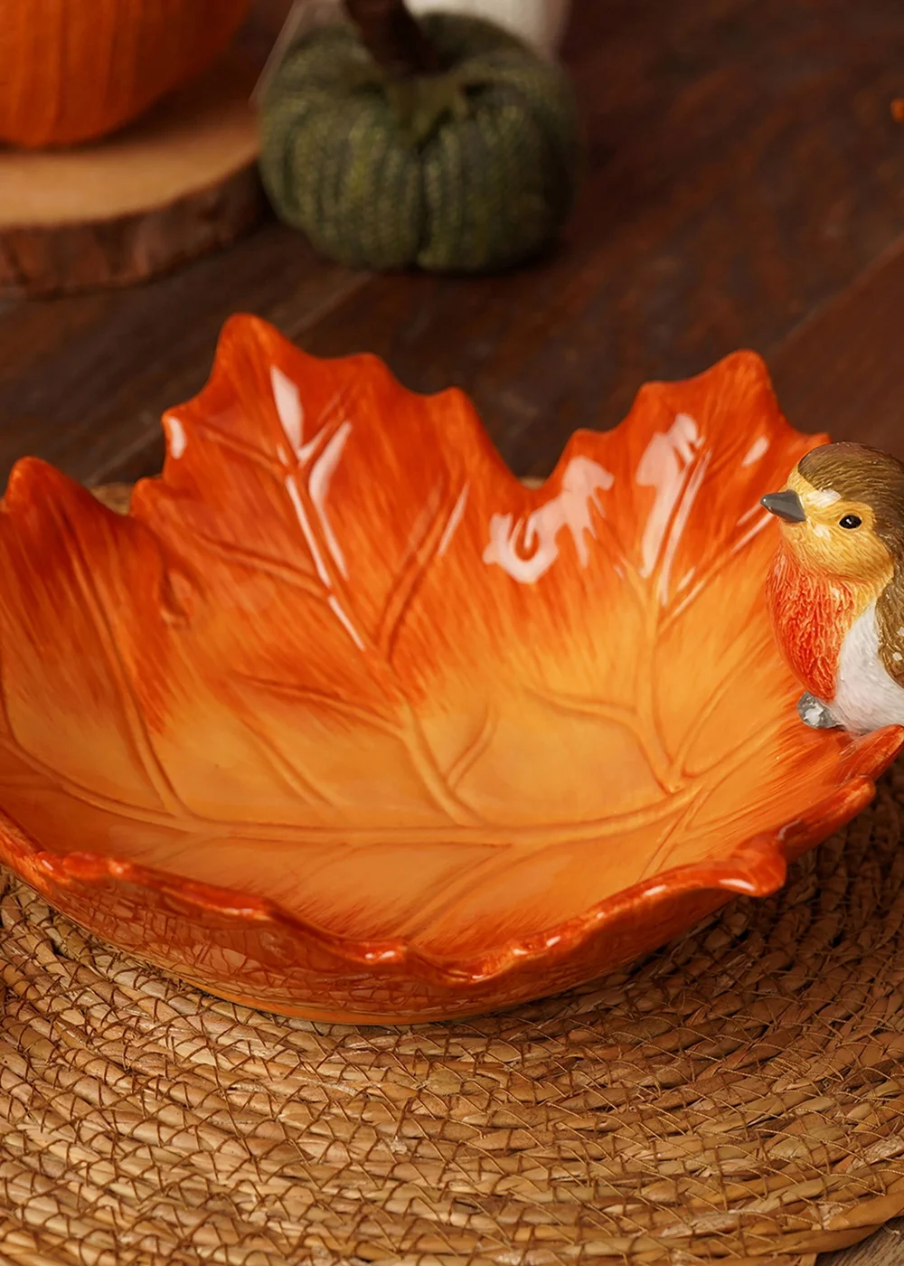 Country Living Orange Robin On A Leaf Serving Bowl - One Size Image 1
