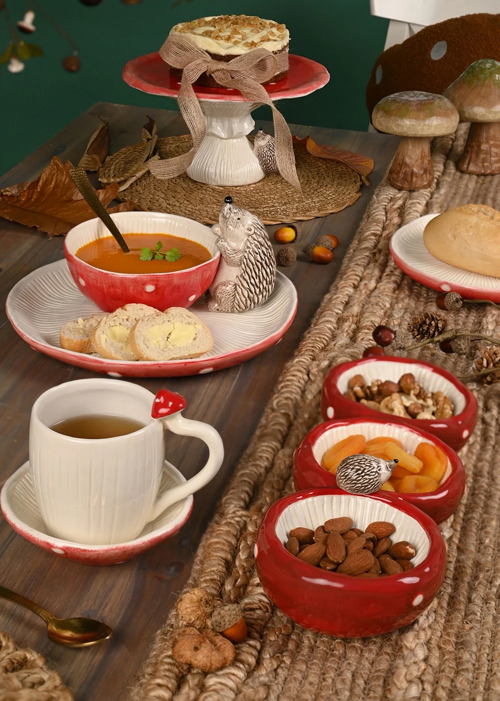 Country Living White Toadstool Mug & Saucer - One Size Image 5