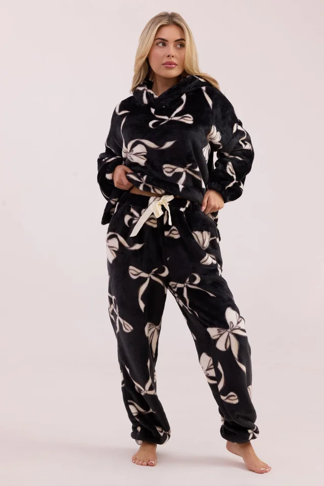 JimJam Black & White Bow Print Twosie