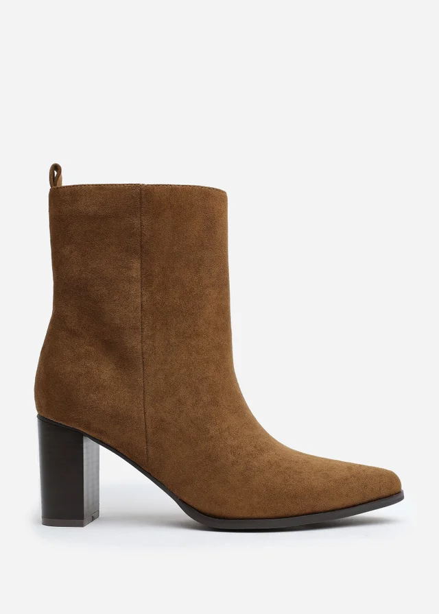 Where's That From North Khaki Faux Suede Block Heel Boots