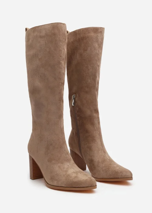 Where's That From Elder Camel Faux Suede Block Heel Boots - 3 Image 3