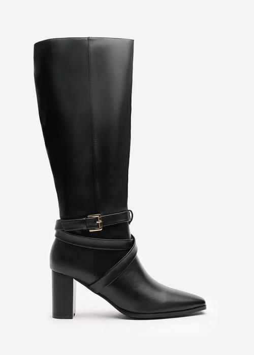 Where's That From Yvette Black PU Knee High Boots - 3 Image 1