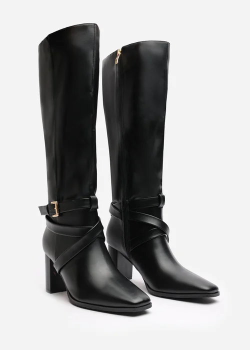 Where's That From Yvette Black PU Knee High Boots - 3 Image 4