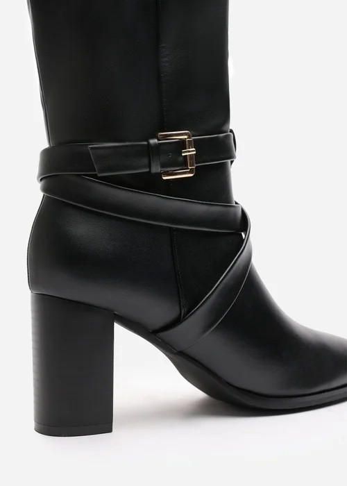 Where's That From Yvette Black PU Knee High Boots - 3 Image 5