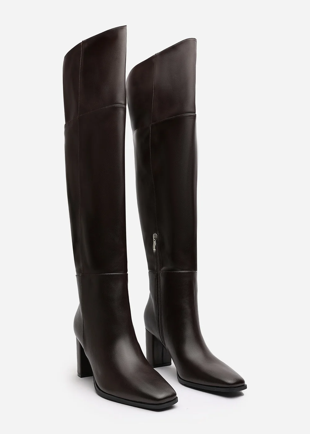Where's That From Xenia Brown PU Over The Knee Boots - 4 Image 3