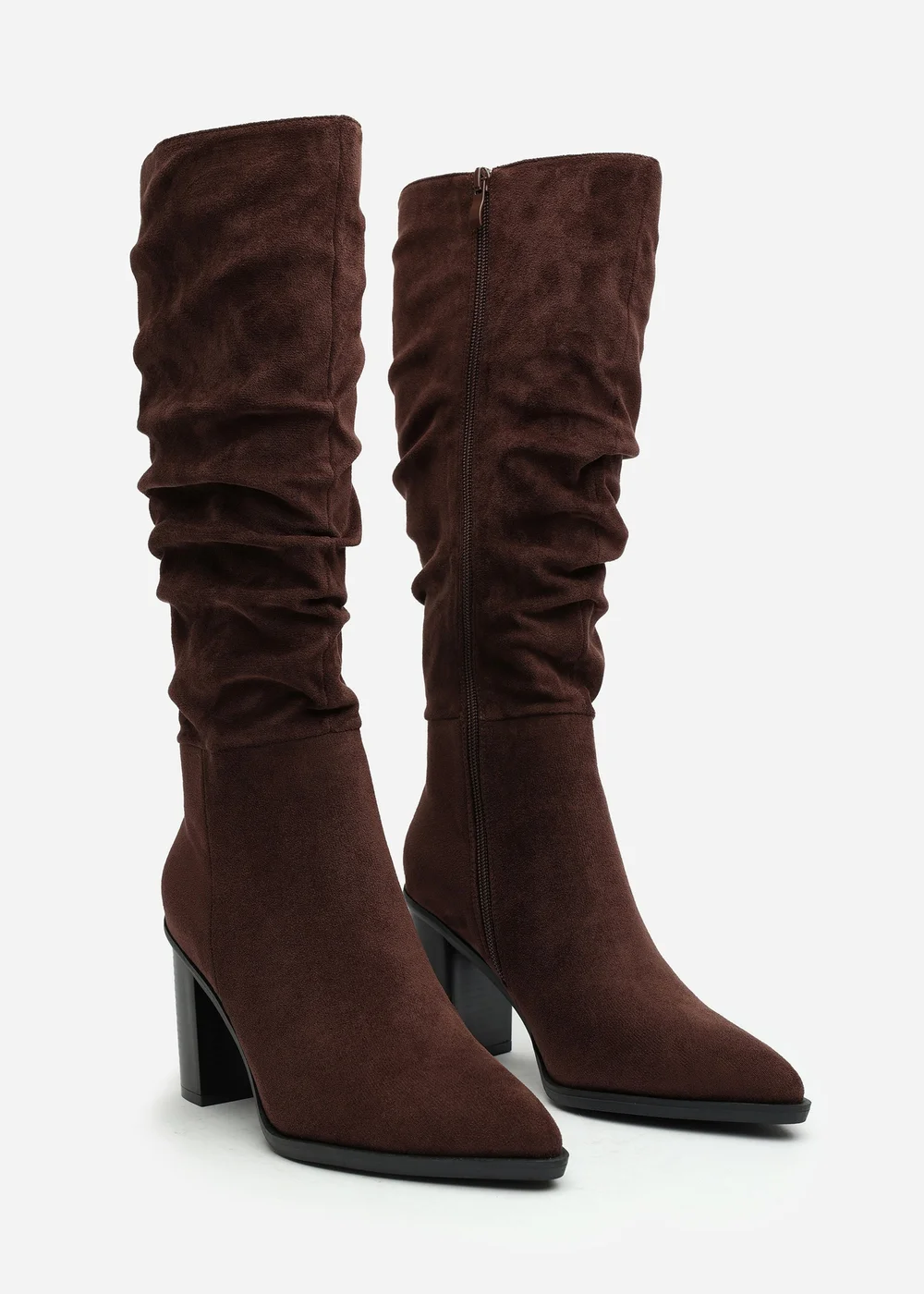 Where's That From Primrose Dark Brown Faux Suede Block Heel Boots - 5 Image 3