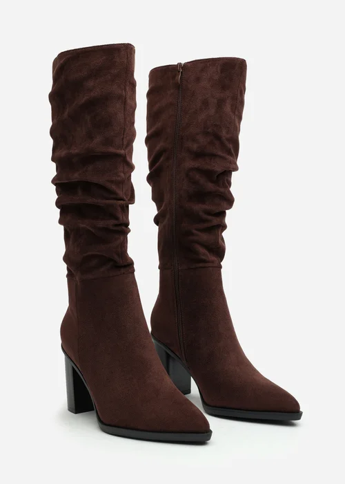 Where's That From Primrose Dark Brown Faux Suede Block Heel Boots - 5 Image 3