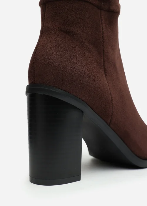 Where's That From Primrose Dark Brown Faux Suede Block Heel Boots - 5 Image 4
