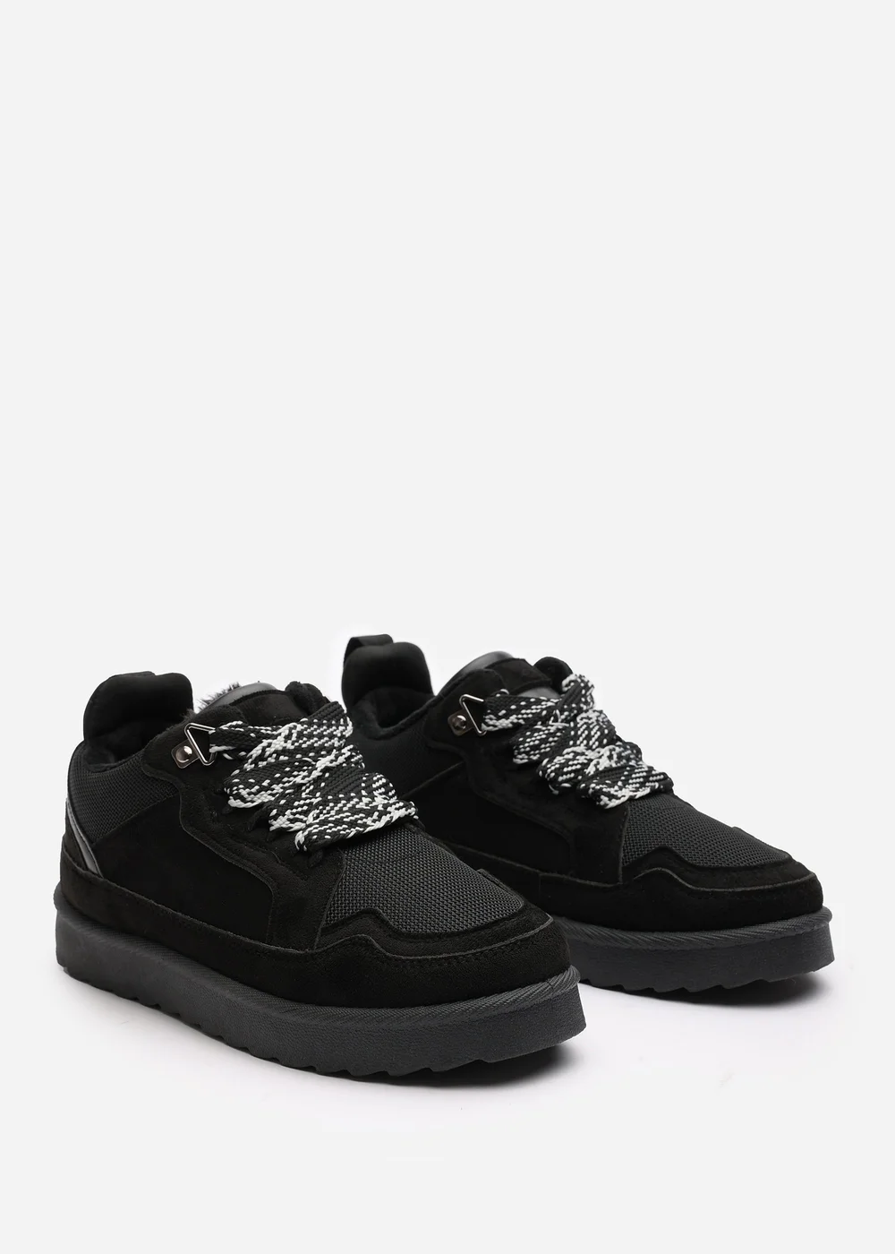 Where's That From Elara Black Faux Suede Lace-Up Trainers - 5 Image 4
